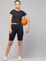 WUGO Women Gym Cycling Shorts – High GSM 4 Way Stretch Yoga & Workout Shorts for Women & Girls (Black)