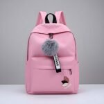 Latest Trendy Women’s Pink Backpack | Premium PU Leather School & College Bag | Lightweight Fashion Backpack with Front Pocket & Fur Charm