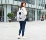 Latest Trendy Women’s White Backpack | Premium PU Leather School & College Bag | Lightweight Fashion Backpack with Front Pocket & Fur Charm - Image 4