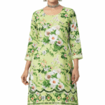 Women Readymade Green Printed Kurta Dress with Dupatta – Traditional Ethnic Outfit (XL)