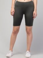 WUGO Women Gym Cycling Shorts – High GSM Stretch Workout Shorts for Women & Girls (Dark Green) - Image 4