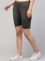 WUGO Women Gym Cycling Shorts – High GSM Stretch Workout Shorts for Women & Girls (Dark Green) - Image 2