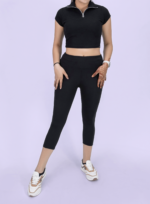 WUGO Women’s High GSM Gym Yoga Capri for Women & Girls (Black)