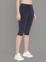 WUGO Women’s High GSM Gym Yoga Capri – 4 Way Stretch Activewear Sports Capri for Women & Girls (Navy Blue) - Image 4