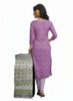 Women’s Purple Cotton Salwar Suit Set – Embroidered Kurta with Printed Dupatta | 3-Piece Unstitched Dress Material - Image 3