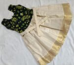 Girls Black Floral Bodice Cream Flared Dress | Kids Princess Party Wear Frock - Image 4