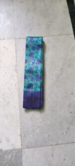 Mayil Colour Pattu Saree | Peacock Blue-Purple Silk Saree with Rich Zari Border - Image 5