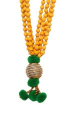 4 Line Stone Ball Malai for Photo Frame | Chandan Decorative Mala | 18 Inch Handcrafted Garland for God Photos, Pooja, Temple & Home Decoration - Image 2