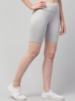 WUGO Women Gym Cycling Shorts – Workout Shorts for Women & Girls (Light Grey) - Image 3