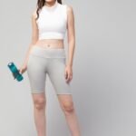 WUGO Women Gym Cycling Shorts – Workout Shorts for Women & Girls (Light Grey)