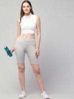 WUGO Women Gym Cycling Shorts – Workout Shorts for Women & Girls (Light Grey)