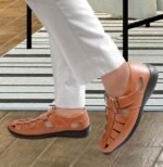 Men’s Genuine Leather Sandal Shoes | Stylish Brown Roman Sandals for Men | Comfortable Outdoor Leather Sandal Shoes - Image 4
