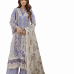 Women’s Lavender Purple Embroidered Pakistani Suit – Floral Embellished Kurta with Dupatta & Pants | 3-Piece Ethnic Wear (XL)