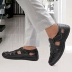 Men’s Black Genuine Leather Sandal Shoes | Stylish Breathable Roman Casual Sandals for Men | Comfortable Outdoor Summer Footwear - Image 4