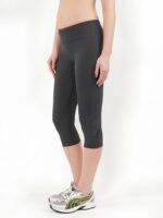 WUGO Women’s High GSM Gym Yoga Capri – 4 Way Stretch Activewear Sports Capri for Women & Girls (Charcoal Grey) - Image 3