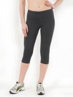 WUGO Women’s High GSM Gym Yoga Capri – 4 Way Stretch Activewear Sports Capri for Women & Girls (Charcoal Grey) - Image 2