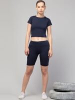 WUGO Women Gym Cycling Shorts – Workout Shorts for Women & Girls (Navy Blue) - Image 2