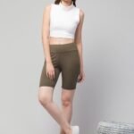 WUGO Women Gym Cycling Shorts – Workout Shorts for Women & Girls (Olive Green)