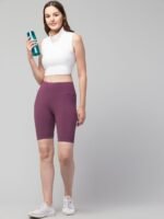 WUGO Women Gym Cycling Shorts – Workout Shorts for Women & Girls (Purple)