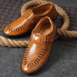 Men’s Roman Tan Genuine Leather Sandal Shoes | Breathable Casual Leather Sandals for Men & Boys | Comfortable Outdoor & Summer Footwear