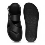 Men’s Black Casual Sandals | Stylish Synthetic Leather Slippers with Adjustable Strap | Lightweight Outdoor & Indoor Footwear for Men & Boys - Image 3