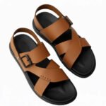 Men’s Brown Casual Sandals | Stylish Synthetic Leather Adjustable Strap Slippers | Lightweight Comfortable Outdoor & Indoor Footwear for Men & Boys