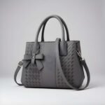 Urban Mist Elegance Tote – Premium Women’s Grey PU Leather Handbag | Stylish Shoulder & Tote Bag with Bow Detail | Grey - Image 5