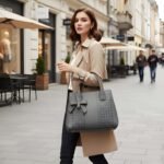 Urban Mist Elegance Tote – Premium Women’s Grey PU Leather Handbag | Stylish Shoulder & Tote Bag with Bow Detail | Grey - Image 4