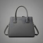 Urban Mist Elegance Tote – Premium Women’s Grey PU Leather Handbag | Stylish Shoulder & Tote Bag with Bow Detail | Grey - Image 2