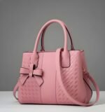 Blush Elegance Tote – Premium Women’s Pink PU Leather Handbag | Stylish Shoulder & Tote Bag with Bow Detail | Pink - Image 4