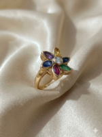 Multicoloured floral finger ring for women | Flower Kundan Ring for Women | Traditional Adjustable Ethnic Finger Ring