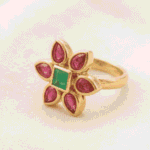 Dark pink Flower kundan finger ring for women| party wear ring| women Traditional Adjustable Ethnic finger ring| women party wear ring