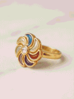 Multicolored floral finger ring for women | Flower Kundan Ring for Women | Traditional Adjustable Ethnic Finger Ring