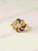 Multicolored floral finger ring for women | Flower Kundan Ring for Women | Traditional Adjustable Ethnic Finger Ring - Image 2