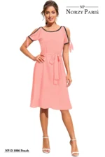 Dress-up Women's Knee Length Dress, Fit and Flare Style with Sleeveless Design, Round Neck - Image 3