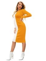 Dress-up Women's Knee Length Dress, Bodycon Fit with Round Neck, Full Sleeves Design - Image 2