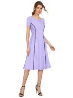 Women's Black Fit & Flare Midi Dress – Stylish Knee Length Western Dress for Girls - Image 2