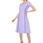 Women's black fit and flare midi dress stylish knee length western dress for girls