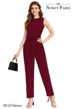 Norzy Paris Women Black Slim Fit Jumpsuit – Sleeveless Halter Neck Belted Party Jumpsuit - Image 5