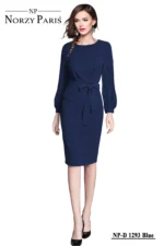 Women's Knitting stretchable Solid Round Neck Full Sleeve Dress - Image 2