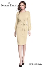 Women's Knitting stretchable Solid Round Neck Full Sleeve Dress - Image 3