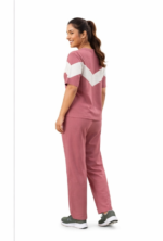 Women’s Cotton Lounge Wear Set | Stylish Co-Ord Tracksuit | Casual Activewear T-Shirt & Pant Set (Dusty Rose) - Image 3