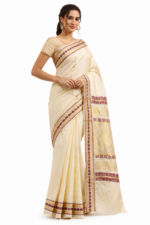Peat Border Double Rich Pallu Cotton Blend Saree | Premium Saree on ZoomMart - Image 2