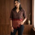 Women Ajrakh Print Cotton Shirt | Half Sleeve Ethnic Casual Top with Front Button Design