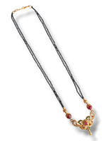 Elegant Black Beads Pendant Chain for Women with Ruby Stone | Designer Mangalsutra Style Daily Wear Jewellery - Image 2