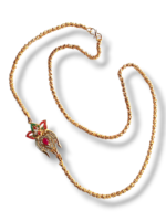 Women’s Elegant Side Locket Gold Chain with Ruby Floral Design | Lightweight Daily & Festive Jewellery - Image 3