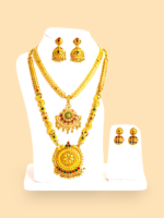 Royal Temple Jewellery Combo Set | Antique Gold Necklace Set with Earrings | Bridal & Traditional Jewellery Set - Image 2