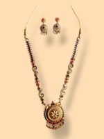 Royal Temple Jewellery Combo Set | Antique Gold Necklace Set with Earrings | Bridal & Traditional Jewellery Set - Image 3