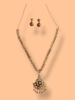 Royal Temple Jewellery Combo Set | Antique Gold Necklace Set with Earrings | Bridal & Traditional Jewellery Set - Image 4