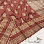 Antique Copper Minakari Khaddi Silk Saree – Earthy Elegance in Handcrafted Luxury - Image 4